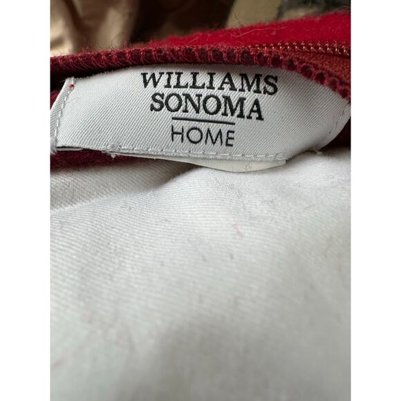 WILLIAMS SONOMA wool plaid pillow pink red green 20x20”with down feather insert - Picture 7 of 14